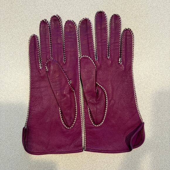 Vintage Fownes Driving Gloves SZ 6.75 Magenta Pink Contrast Stitching Soft USA - Picture 2 of 5